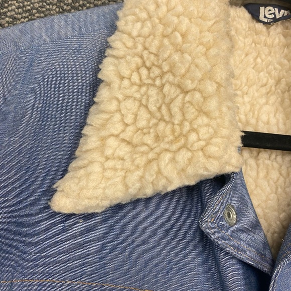 Vintage 70’s Levis Chambray Jacket Button Levis Oren Tag Trucker Sherpa Jacket - Picture 10 of 11